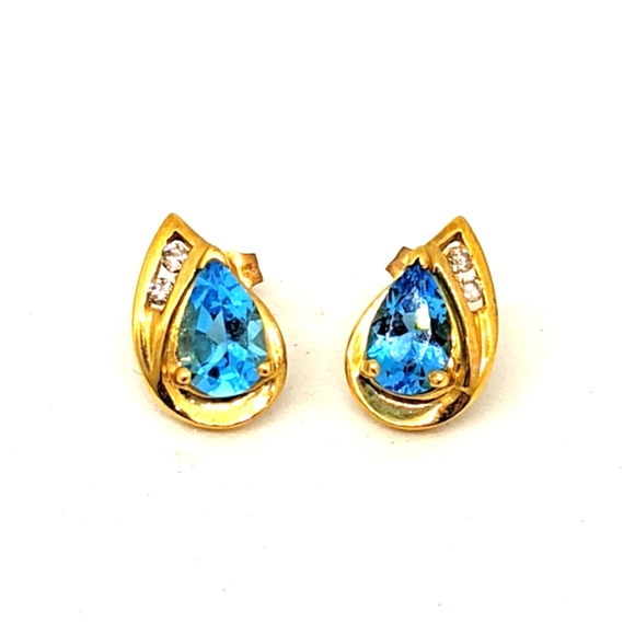 Blue Topaz & diamond earrings - Picture 1 of 3